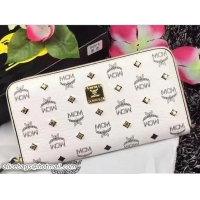 Grade Quality MCM Studded Color Visetos Zip Around Large Wallet 81121 White