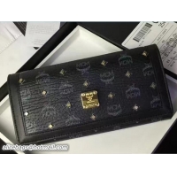 Sophisticated MCM Studded Color Visetos Tri-fold Large Wallet 81114 Black
