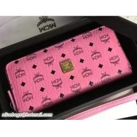 Shop Cheap MCM Color Visetos Zip Around Large Wallet 81123 Pink