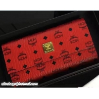 Luxury MCM Color Visetos Tri-fold Large Wallet 81112 Red