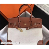 Stylish Hermes Swift Leather/Canvas Birkin 30cm Bag 81507