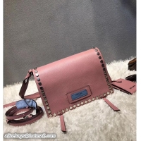 Low Cost Prada Metal Stud Trim Etiquette Shoulder Bag 1BD082 Pink 2017