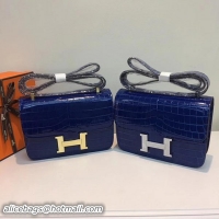 Stylish Hermes Constance Bag Croco Leather H9978C Blue