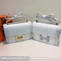 Generous Hermes Constance Bag Croco Leather H9978C White