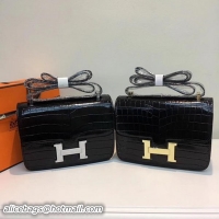 Grade Quality Hermes Constance Bag Croco Leather H9978C Black