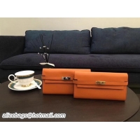 Shop Duplicate Hermes Kelly Epsom Leather Wallet H4086 Orange