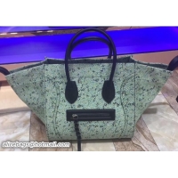 Good Quality Celine Fuzzy Jacquard Medium Luggage Phantom Bag 169952 Green 2017