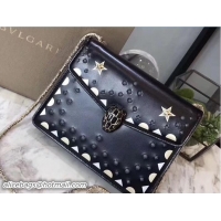 Good Product Bvlgari Star Studs Serpenti Forever Flap Cover Small Bag 111332 Black 2017