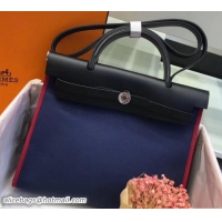 Discount Luxury Hermes Canvas And Leather Her Bag Zip 31 Bag 12011 Dark Blue/Red/Black