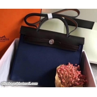 Good Looking Hermes Canvas And Leather Her Bag Zip 31 Bag 12011 Navy Blue/Black