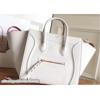 Crafted Celine Luggage Phantom Bag in Original Grained Leather 21801 White