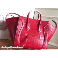 Buy Luxury Celine Luggage Phantom Bag in Croco Pattern 21802 Red