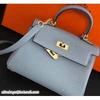 Fashion Hermes Clemence Leather Kelly 20cm Mini Bag 32701 Baby Blue