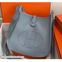 Good Looking Hermes Togo Leather Evelyne III PM Bag 327011 Baby Blue