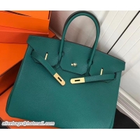 Discount Hermes Clemence Leather Birkin 25 Bag Green with Gold Hardware 327012