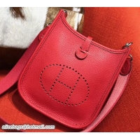 Fashion Hermes Togo Leather Mini Evelyne Bag 327016 Red