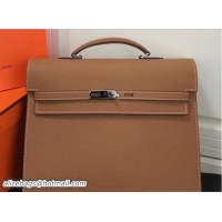 Popular Style Hermes Togo Leather Kelly Depeches 34 Briefcase Bag 327024 Brown