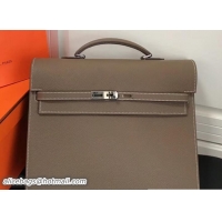 Luxury Hermes Togo Leather Kelly Depeches 34 Briefcase Bag 327024 Etoupe