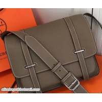 Top Design Hermes Togo Leather Steve 34 Men's Messenger Bag 32824 Etoupe
