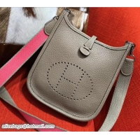 Good Quality Hermes Togo Leather Mini Evelyne Bag 327016 Gray