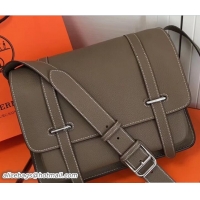 Stylish Hermes Togo Leather Steve 32 Men's Messenger Bag 32822 Etoupe