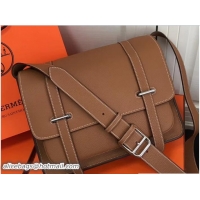 Classic Specials Hermes Togo Leather Steve 32 Men's Messenger Bag 32822 Brown