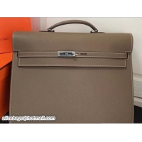 Fashion Hermes Togo Leather Kelly Depeches 38 Briefcase Bag 327018 Etoupe