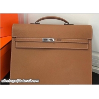 Unique Style Hermes Togo Leather Kelly Depeches 38 Briefcase Bag 327018 Brown