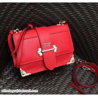 Classic Specials Prada Cahier Leather Shoulder Bag 1BD095 Red 2018