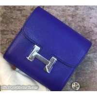 Stylish Hermes Epsom Leather Constance Short Wallet 408016 Blue