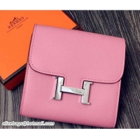 Trendy Design Hermes Epsom Leather Constance Short Wallet 408016 Pink