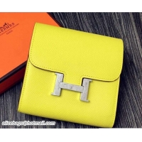 Hot Style Hermes Epsom Leather Constance Short Wallet 408016 Yellow