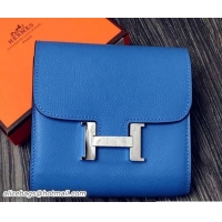 Fashion Hermes Epsom Leather Constance Short Wallet 408016 Light Blue