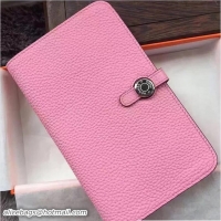 Shop Duplicate Hermes Dogon Original Leather Passport Holder Wallet 41502 Pink