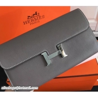Low Price Hermes Swift Leather Constance Long Wallet 416011 Gray