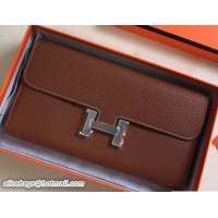 Discount Hermes Togo Leather Constance Long Wallet 41503 Brown