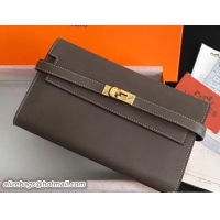 Purchase Hermes Swift Leather Kelly Long Wallet 416020 Gray
