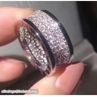 Pretty Style Bvlgari large diamonds Ring 422049 Silver
