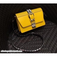 Sumptuous Prada Elektra Calf Leather Shoulder Small Bag 1BD121 Yellow 2018