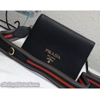Popular Style Prada Calf Leather Shoulder Bag 1BD102 Black 2018