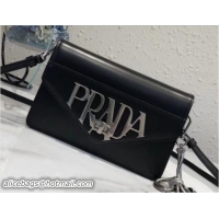 Sophisticated Prada Brushed Leather Shoulder Bag 1BD101 Black 2018