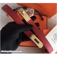 Good Quality Hermes Width 20mm Epsom Calfskin Kelly Belt 706022 Red/Gold