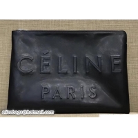 Cheap Celine Logo Made In Large Clutch Pouch Bag in Black Leather C80205 2018