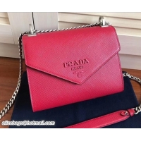 New Style Prada Monochrome Saffiano Leather Shoulder Bag 1BD127 Red