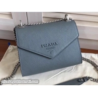 Perfect Prada Monochrome Saffiano Leather Shoulder Bag 1BD127 Gray