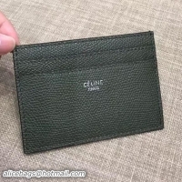 Grade Quality Celine Grained Leather Card Holder 110105 Deep Green 2018 Collection