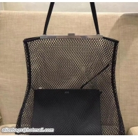 Good Looking Celin Mesh Clasp Tote with Pouch Bag 111814 Black
