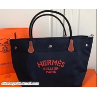 Fashion Hermes Fourre-Tout Du Vintage Cavalier Canvas Tote Bag 110501 Navy Blue 2018