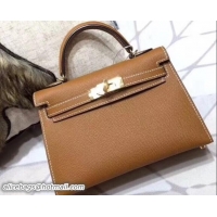 Fashion Herme Kelly 20 Mini II Bag Original Epsom Leather 110505 Brown