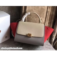 Charming Celine Tricolor Elephant Calfskin/suede Trapeze small Bag 122506 off white/gray/red